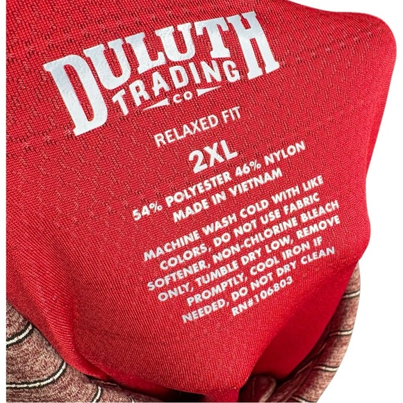 Duluth Trading‎ men’s 2XL relaxed fit polo shirt burgundy striped top - Picture 9 of 9